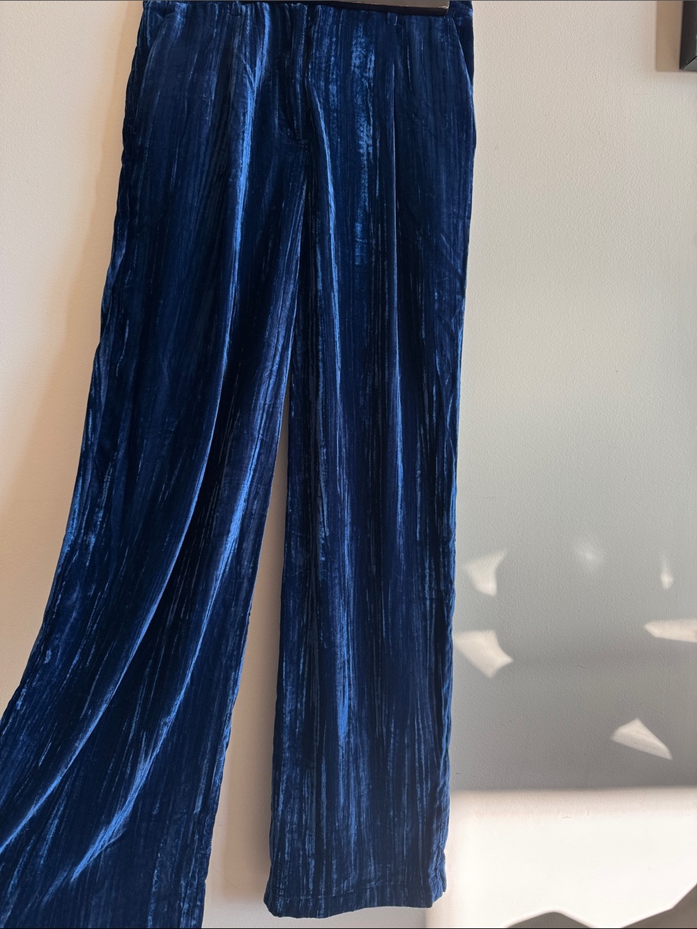 Women's Navy Blue Velvet Wide-Leg Pants by CACHE, nwt